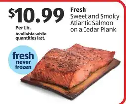 Aldi Fresh Sweet and Smoky Atlantic Salmon on a Cedar Plank offer