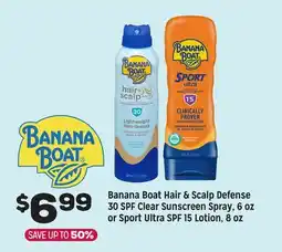 Grocery Outlet Banana Boat Hair & Scalp Defense 30 SPF Clear Sunscreen Spray, or Sport Ultra offer