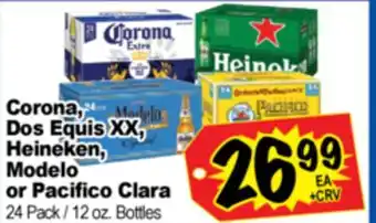 Superior Grocers Corona, Dos Equis XX, Heineken, Modelo or Pacifico Clara offer