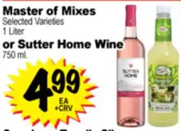 Superior Grocers Master of Mixes 1 Liter or Sutter Home Wine 750 ml offer