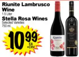 Superior Grocers Riunite Lambrusco Wine 1.5 Liter, Stella Rosa 750 ml offer