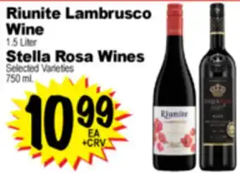 Superior Grocers Riunite Lambrusco Wine 1.5 Liter, Stella Rosa 750 ml offer