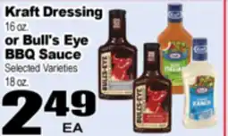 Superior Grocers Kraft Dressing 16 oz. or Bull's Eye BBQ Sauce 18 oz offer