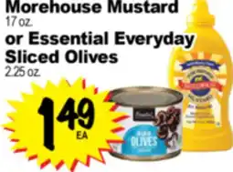 Superior Grocers Morehouse Mustard 17 oz. or Essential Everyday Sliced Olives 2.25 oz offer