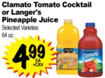 Superior Grocers Clamato Tomato Cocktail or Langer's Pineapple Juice offer