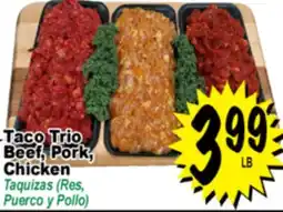 Superior Grocers Taco Trio Beef, Pork, Chicken offer