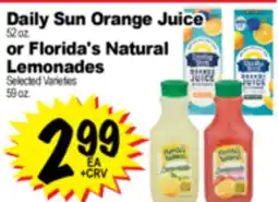 Superior Grocers Daily Sun Orange Juice 52 oz. or Florida's Natural Lemonades 59 oz offer