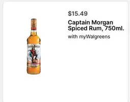 Walgreens Captain Morgan Spiced Rum, 750ml offer