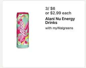 Walgreens Alani Nu Energy Drinks offer