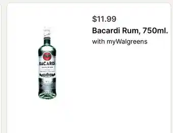 Walgreens Bacardi Rum, 750ml offer