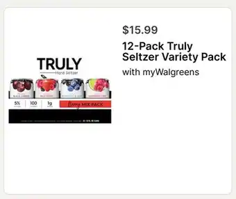 Walgreens 12-Pack Truly Seltzer Variety Pack offer