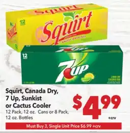 Vallarta Supermarkets Squirt, Canada Dry, 7 Up, Sunkist or Cactus Cooler offer