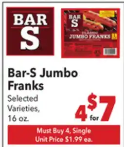 Vallarta Supermarkets Bar-S Jumbo Franks offer