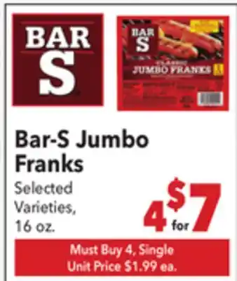 Vallarta Supermarkets Bar-S Jumbo Franks offer