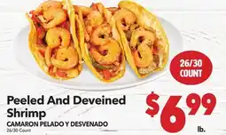Vallarta Supermarkets Peeled And Deveined Shrimp/CAMARON PELADO Y DESVENADO offer