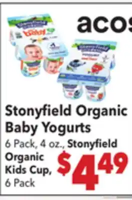 Vallarta Supermarkets Stonyfield Organic Baby Yogurts offer