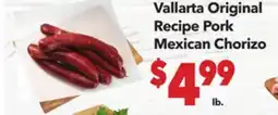Vallarta Supermarkets Vallarta Original Recipe Pork Mexican Chorizo offer