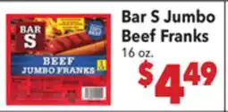 Vallarta Supermarkets Bar S Jumbo Beef Franks offer
