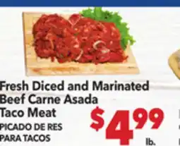 Vallarta Supermarkets Fresh Diced and Marinated Beef Carne Asada Taco Meat / PICADO DE RES PARA TACOS offer