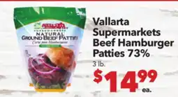 Vallarta Supermarkets Vallarta Supermarkets Beef Hamburger Patties 73% offer
