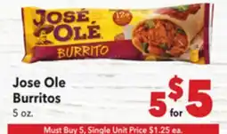 Vallarta Supermarkets Jose Ole Burritos offer