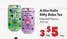 Vallarta Supermarkets A-Sha Hello Kitty Boba Tea offer