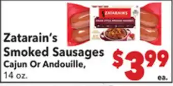 Vallarta Supermarkets Zatarain's Smoked Sausages offer