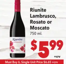 Vallarta Supermarkets Riunite Lambrusco, Rosato or Moscato offer