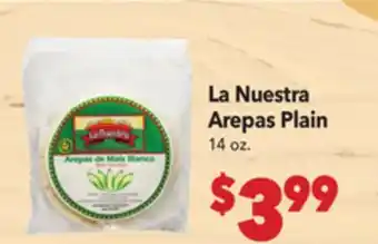 Vallarta Supermarkets La Nuestra Arepas Plain offer