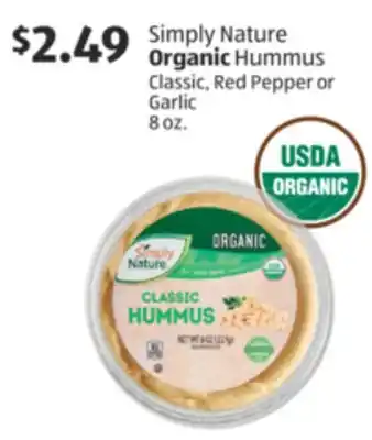 Aldi Simply Nature Organic Hummus offer