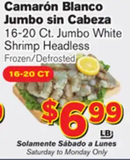 El Super Fresh Jumbo White Headless Shrimp offer