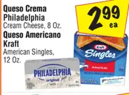 El Super Philadelphia Cream Cheese, 8 Oz. Kraft American Singles,12 Oz offer