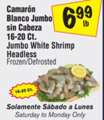 El Super Jumbo White Shrimp Headless offer