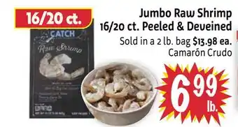 Foodmaxx Jumbo Raw Shrimp 16/20 ct. Peeled & Deveined offer