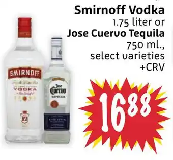 Foodmaxx Smirnoff Vodka 1.75 liter or Jose Cuervo Tequila 750 ml offer