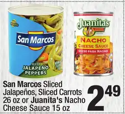 Super King Markets San Marcos Sliced Jalapeños, Sliced Carrots 26 oz or Juanita's Nacho Cheese Sauce 15 oz offer