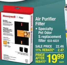 Menards Honeywell Air Purifier S Filter for Pet Odor offer