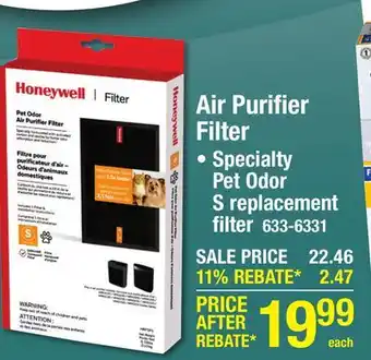 Menards Honeywell Air Purifier S Filter for Pet Odor offer
