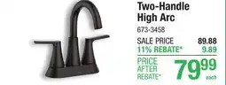 Menards Moen Mikah Two-Handle High Arc Matte Black Bathroom Sink Faucet offer