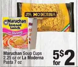 Super King Markets Maruchan Soup Cups 2.25 oz or La Moderna Pasta 7 oz offer