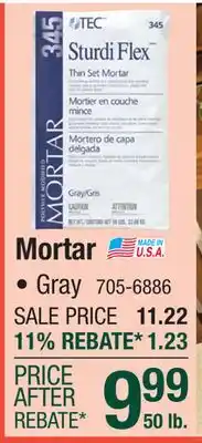 Menards TEC Gray Sturdi Flex Thin Set Mortar 345/346 - 50 lb offer