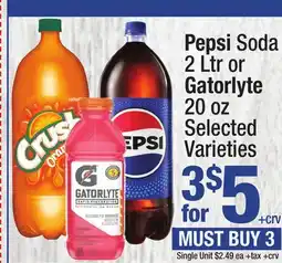 Super King Markets Pepsi Soda, 2 Ltr or Gatorlyte, 20 oz offer