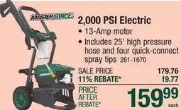 Menards Masterforce 2,000 PSI 1.2 GPM 13-Amp Corded Electric Pressure Washer offer