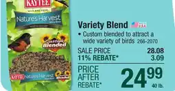 Menards KAYTEE Nature's Harvest Variety Blend Bird Food Seed - 40 lb offer