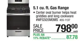 Menards Whirlpool 30 5.1 cu. ft. Stainless Steel Gas Range offer