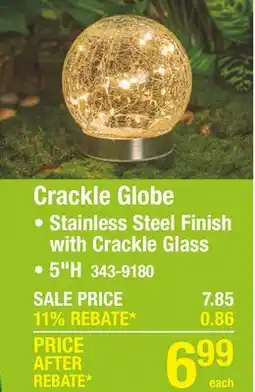 Menards Patriot Lighting Ambrose Crackle Globe Stainless Steel LED Path Landscape Light offer