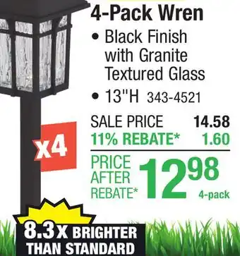Menards Patriot Lighting Solar Integrated LED Wren Path Landscape Light 4-Pack offer