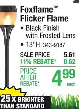 Menards Foxflame Warm White Flicker Flame LED Solar Accent Landscape Light offer