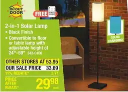 Menards Patriot Lighting Solar-Powered Indoor/Outdoor Color Changing LED 2-in-1 Lamp offer