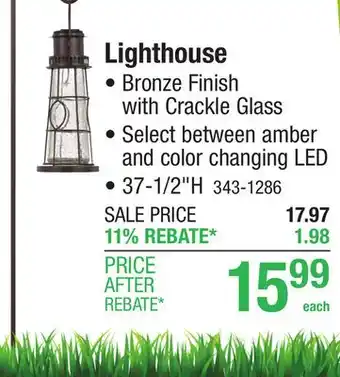 Menards Patriot Lighting Solar Integrated LED Lighthouse Hanging Landscape Light offer
